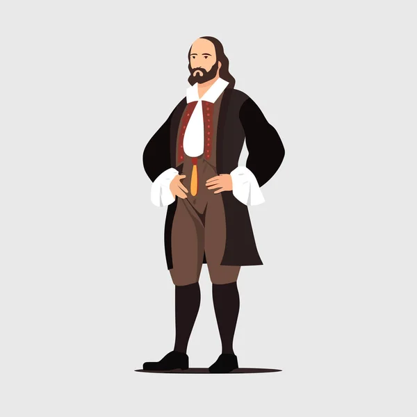 William Shakespeare Vector Illustratie Geïsoleerd — Stockvector