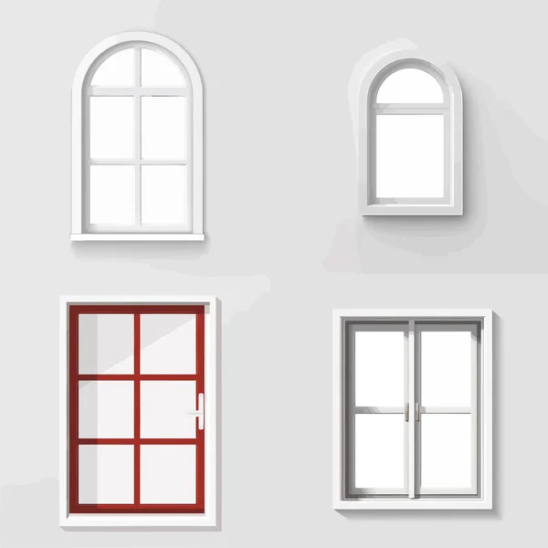 Empty Window Frames Set Vector Isolated — Stock Vector