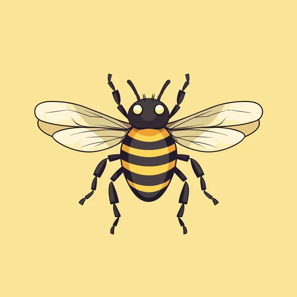 黄色に隔離された蜂ベクトル — ストックベクタ