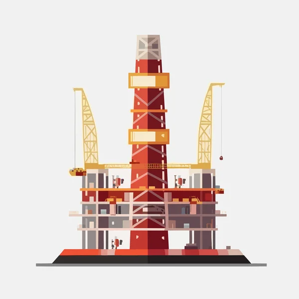 Вектор Нефтяной Платформы Изолированный Белом — стоковый вектор