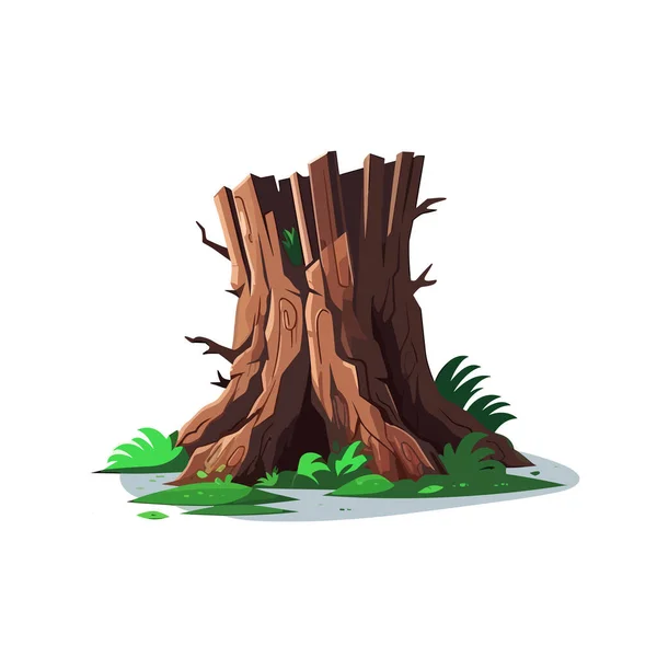 Tree Stump Vector Isolated White — Stock Vector