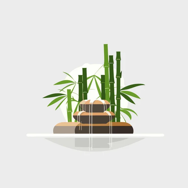 Vettore Fontana Bambù Isolato Bianco — Vettoriale Stock