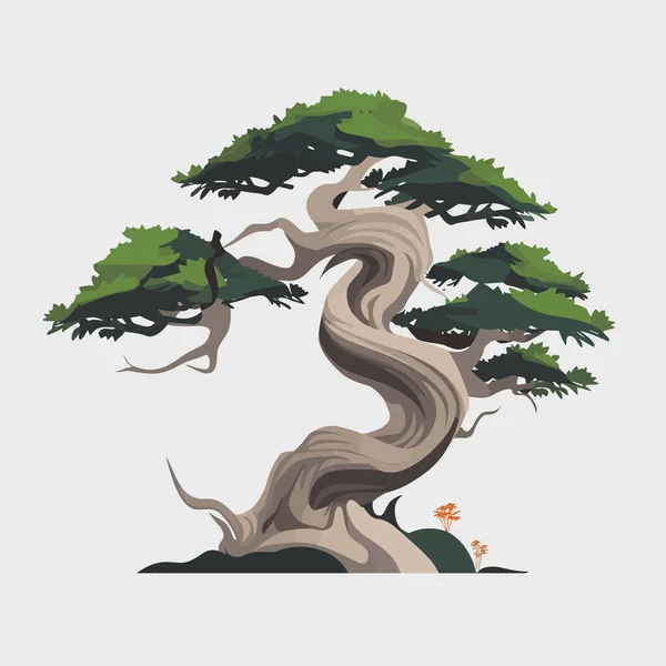 Bonsai Baum Vektor Isoliert Auf Weiß — Stockvektor
