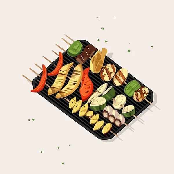 Grilled Vegetables Isometric Vector Isolated — Stock Vector
