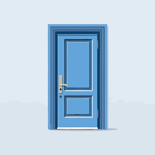Porte Bleue Fermée Vecteur Isolé — Image vectorielle
