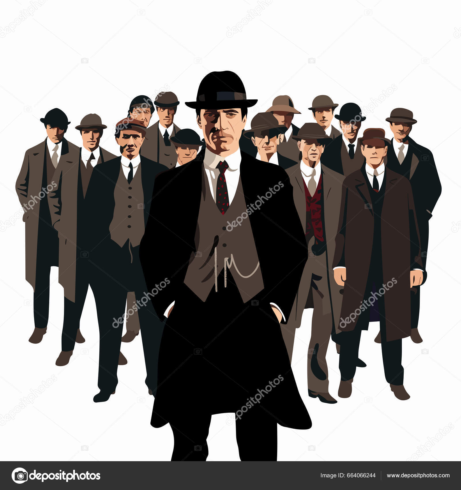 Gangster Style Groupe D'hommes Groupe D'hommes Peaky Illustration Isolée  Vecteur par ©AdamLevy 664066244