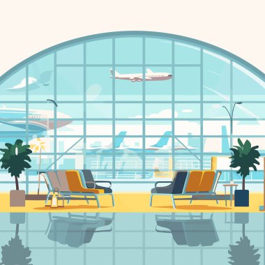 airport interior vector flat minimalistic isolated clipart