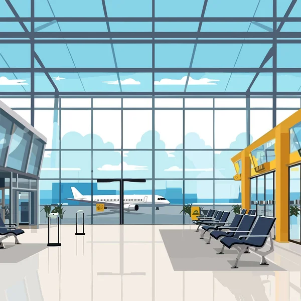 Aeroporto Interior Vetor Plano Minimalista Isolado — Vetor de Stock