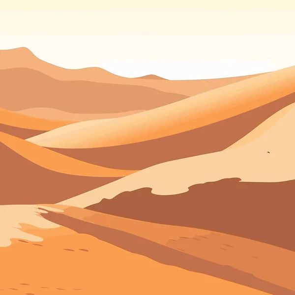 沙漠沙丘戏剧性的矢量平坦简约的孤立 — 图库矢量图片