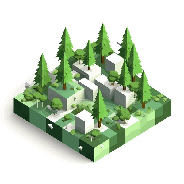 Floresta Vetor Isométrico Plano Minimalista Isolado — Vetor de Stock