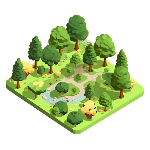 Forest Isometric Vector Flat Minimalistic Isolated — Stock Vector