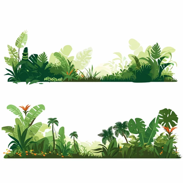 Dschungel Set Vektor Flache Minimalistische Isolierte Illustration — Stockvektor