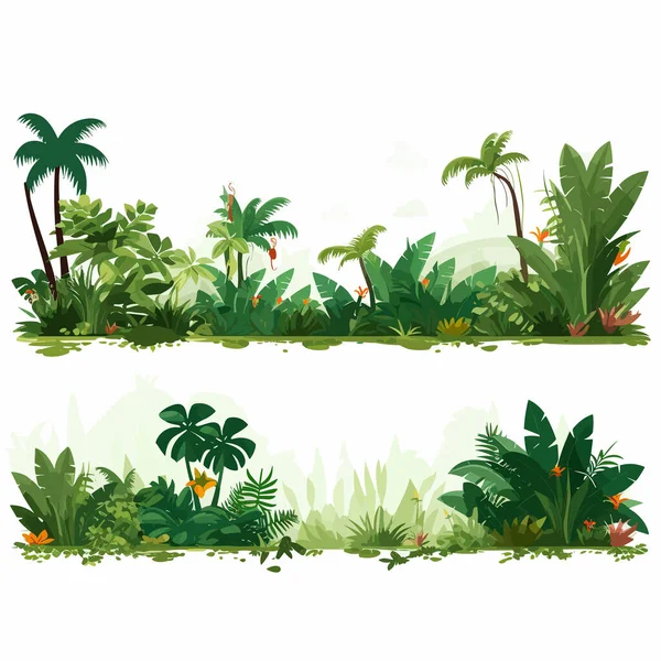 Jungle Set Vecteur Plat Minimaliste Isolé Illustration — Image vectorielle