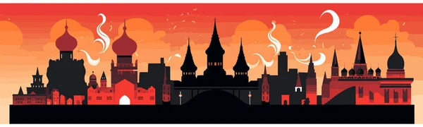 Kremlin Pada Vektor Api Ilustrasi Terisolasi Minimalistik - Stok Vektor