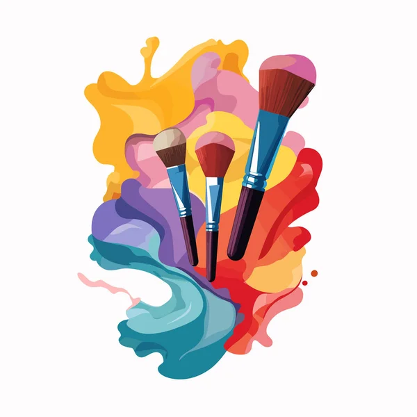 Image Abstraite Kit Pinceau Maquillage Avec Illustration Isolée Fracassée — Image vectorielle