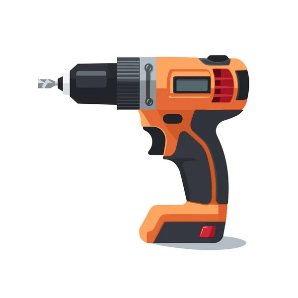 Modern Powerful Cordless Screwdriver Vector Isolated Illustration — Stock Vector