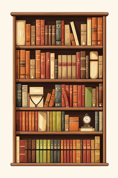 Old Books Bookshelf Vector Flat Minimalistic Isolated Illustration — Stock Vector