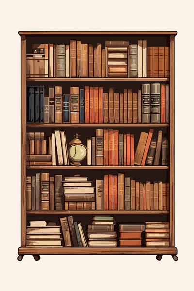 Old Books Bookshelf Vector Flat Minimalistic Isolated Illustration — Stock Vector
