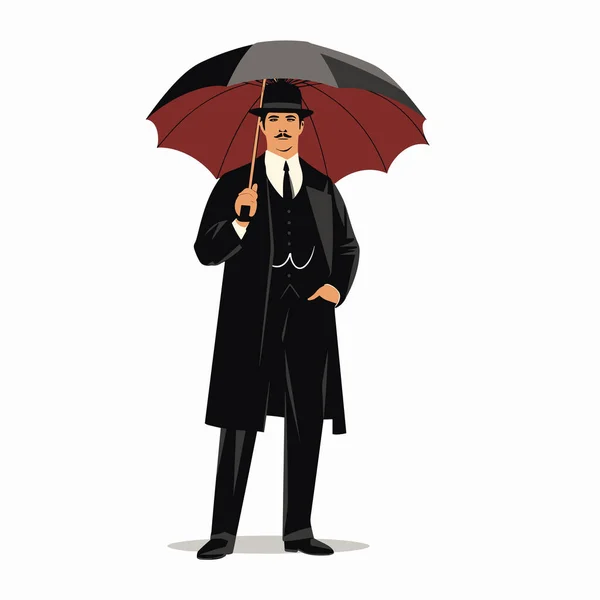 Gangster Stil Männer Mit Regenschirm Mann Peaky Isolierte Illustration — Stockvektor