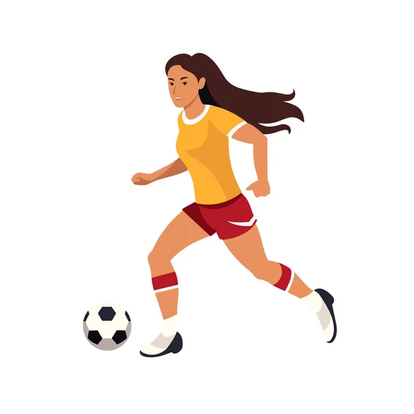 Fille Jouer Football Vecteur Plat Minimaliste Illustration Isolée — Image vectorielle