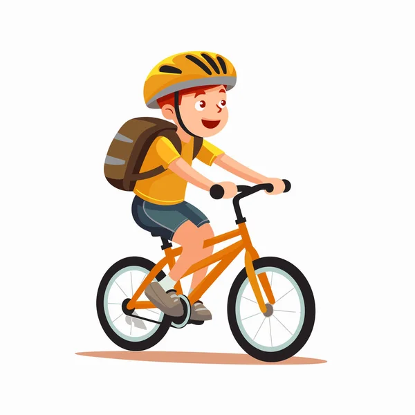 Kind Junge Reiten Fahrrad Vektor Flach Minimalistische Isolierte Illustration — Stockvektor