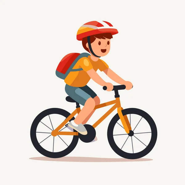 Хлопчик Їде Велосипеді Векторна Плоска Мінімалістична Ізольована Ілюстрація — стоковий вектор