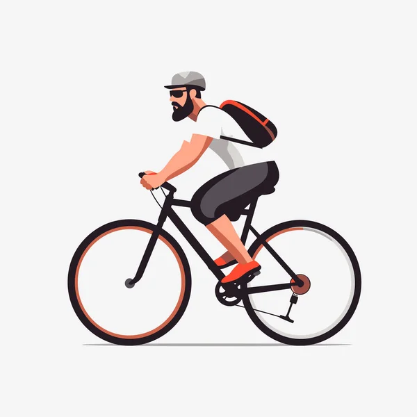 Hombre Montar Bicicleta Vector Plano Minimalista Aislado Ilustración — Vector de stock
