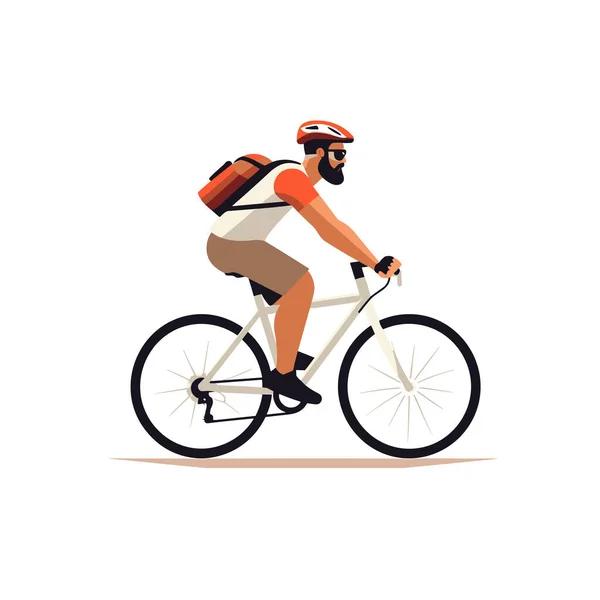 Homem Equitação Bicicleta Vetor Plana Minimalista Isolado Ilustração — Vetor de Stock