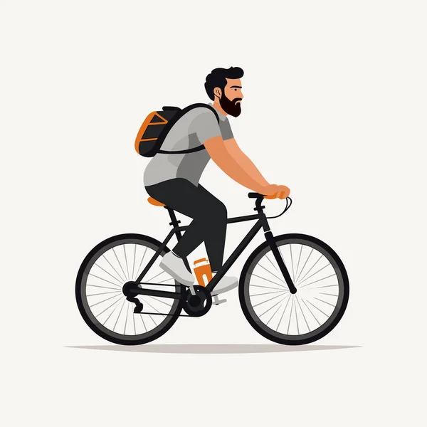 Человек Велосипеде Векторные Плоские Минималистические Изолированные Иллюстрации — стоковый вектор