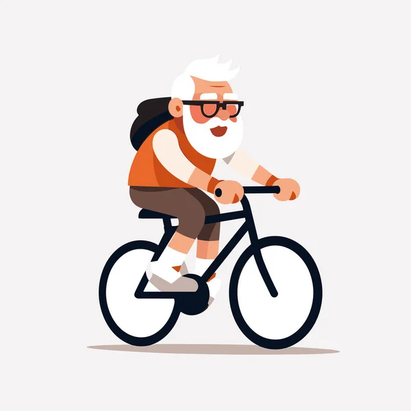 老年人骑自行车向量平面简约孤立的例子 — 图库矢量图片