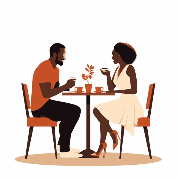 Noir Couple Date Vecteur Plat Minimaliste Isolé Illustration — Image vectorielle