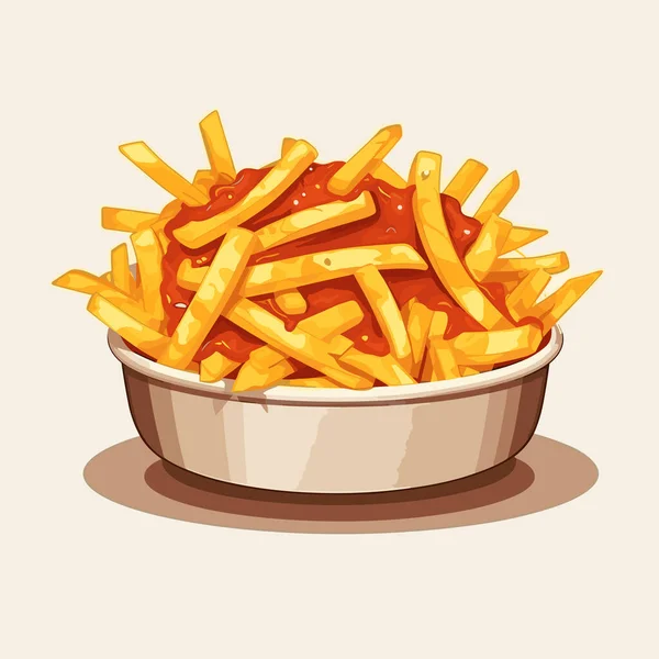Sült Krumpli Hús Sajtvektoros Lapos Izolált Illusztrációval — Stock Vector