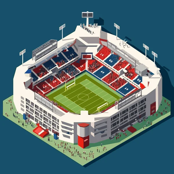 Stade Football Vecteur Isométrique Plat Isolé — Image vectorielle