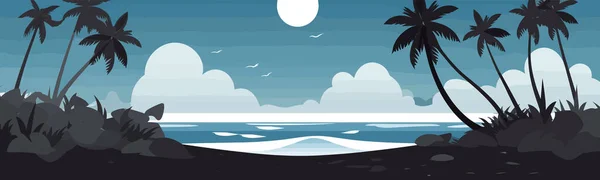 Okyanus Dalgaları Siyah Kumsal Vektörü Üzerinde Izole — Stok Vektör