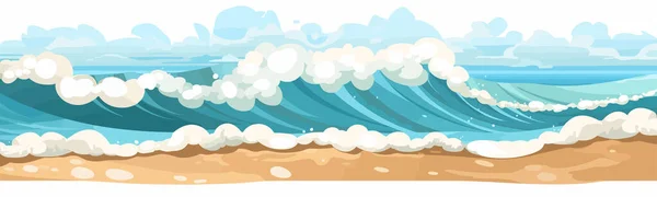 Oceánské Vlny Přes Písek Pláž Vektor Ploché Izolované — Stockový vektor