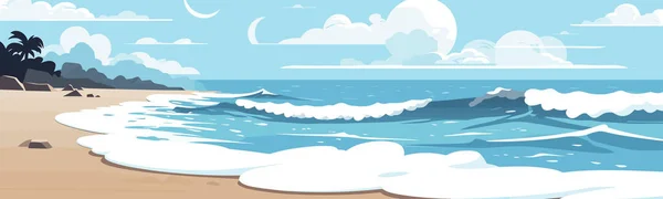 Ωκεάνια Κύματα Πάνω Από Άμμο Παραλία Διάνυσμα Επίπεδη Απομονωμένη — Διανυσματικό Αρχείο