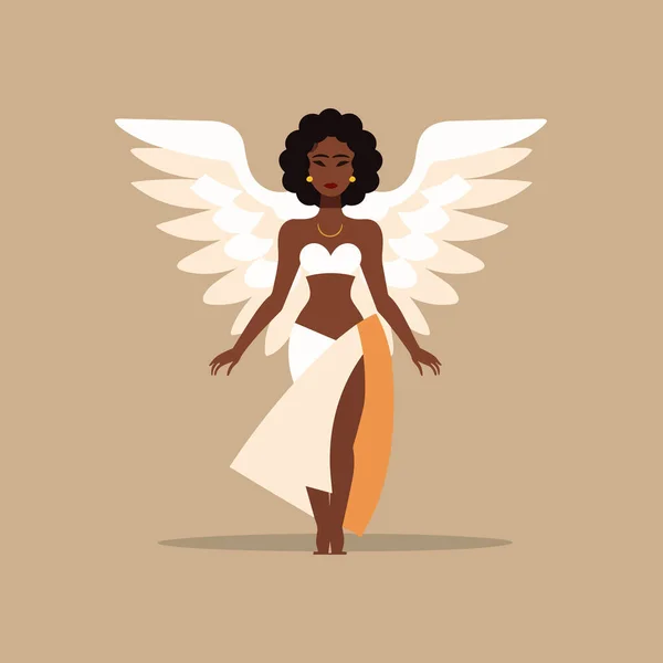 African American Angel Vector Flat Minimalistic Isolated Illustration — Stock Vector