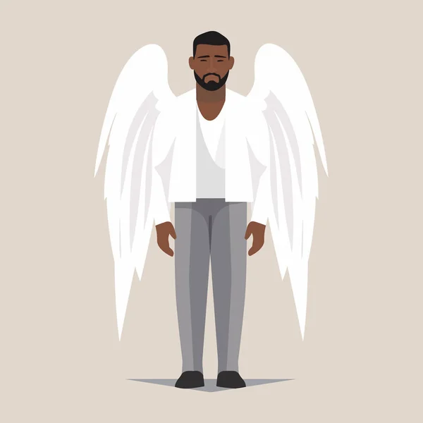 African American Man Angel Vector Flat Isolated Illustration — Stock Vector