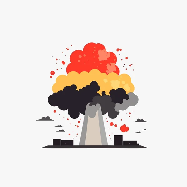 Vektor Exploze Jaderné Elektrárny Plochý Minimalistický Izolovaný Ilustrace — Stockový vektor