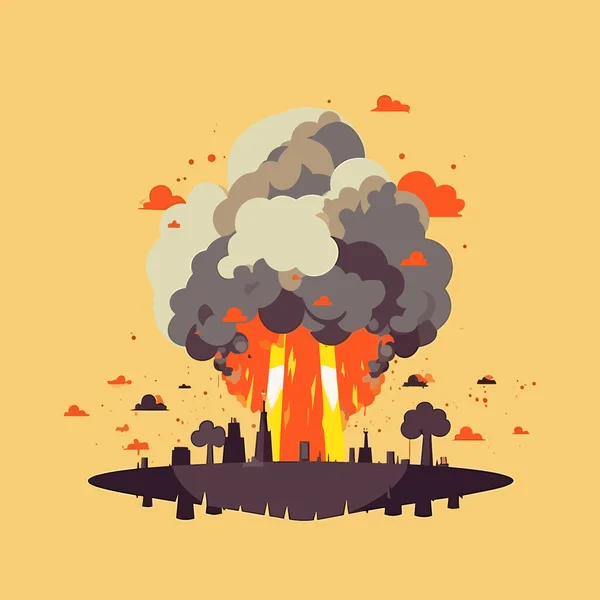 Έκρηξη Πυρηνικού Σταθμού Διάνυσμα Επίπεδη Μινιμαλιστική Απομονωμένη Απεικόνιση — Διανυσματικό Αρχείο