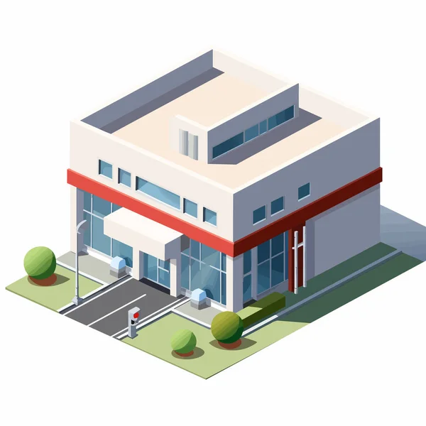 Clinic Building Isometric Vector Flat Isolated Illustration — Stock Vector