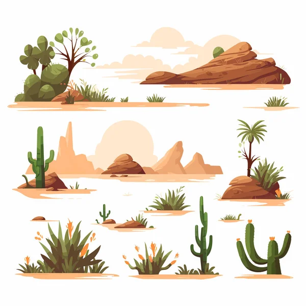 Wüste Set Vektor Flach Minimalistisch Isolierte Illustration — Stockvektor
