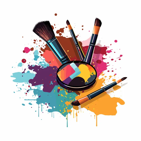 Image Abstraite Kit Pinceau Maquillage Avec Illustration Isolée Fracassée — Image vectorielle