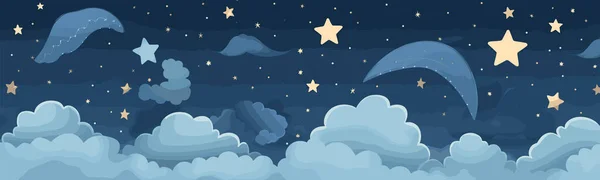 Bulutlar Gecesi Kayan Yıldız Dokusu Vektörü Izole Çizimi — Stok Vektör
