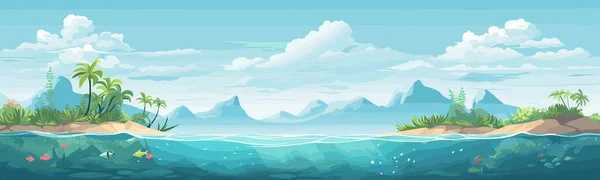 海洋単島テクスチャベクトル壁紙分離イラスト — ストックベクタ