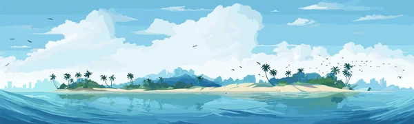 Océan Unique Île Texture Vecteur Papier Peint Isolé Illustration — Image vectorielle