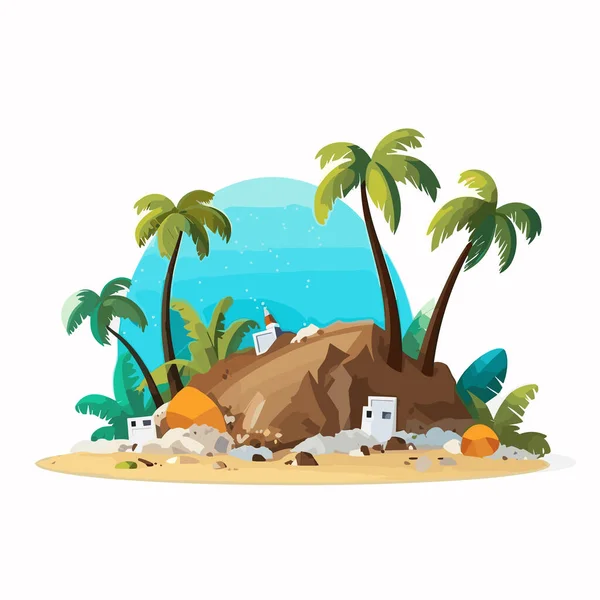 Ostrov Plastového Odpadu Vektor Ploché Izolované Ilustrace — Stockový vektor