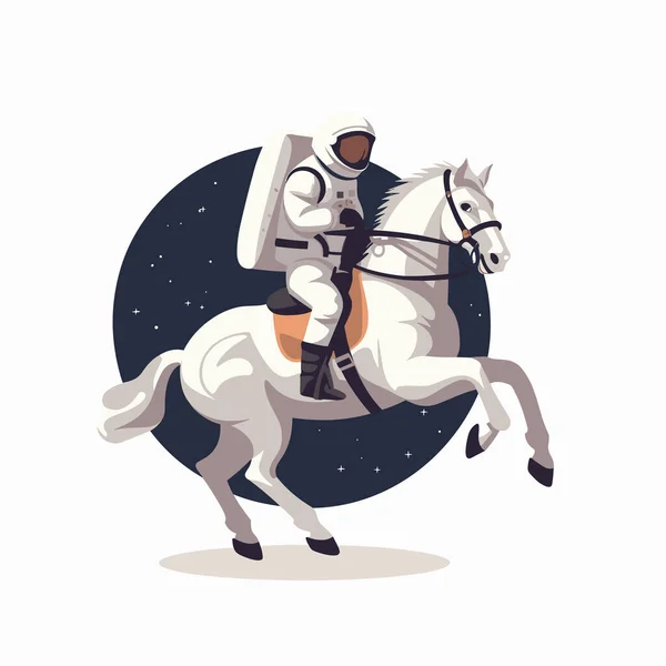 Uomo Tuta Spaziale Cavallo Vettore Piatto Isolato Illustrazione — Vettoriale Stock