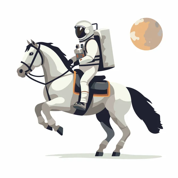 Mann Raumanzug Reiten Pferd Vektor Flach Isoliert Illustration — Stockvektor