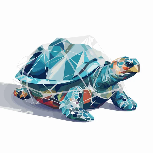 Tartaruga Intrappolata Plastica Vettore Piatto Isolato Illustrazione — Vettoriale Stock